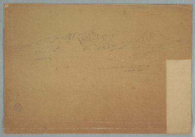Tegning, bjergkæder med forrevne toppe, nær Machachi, Ecuador, 19. juni 1857 af Frederic Edwin Church