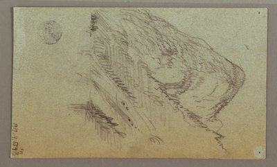 Tegning, bjergdal, muligvis 1868 af Frederic Edwin Church