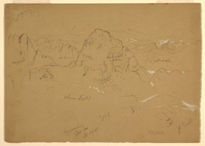 Tegning, bjerg, Wady el-Arabah, 23. februar 1868 af Frederic Edwin Church