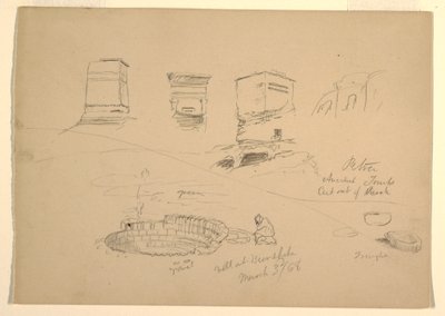 Tegning, bjerg, Wady el-Arabah, 26. februar 1868 af Frederic Edwin Church