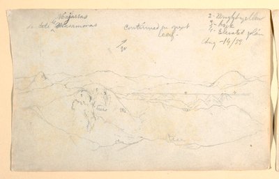 Tegning, bjerglandskab, Colombia, 14. august 1853 af Frederic Edwin Church