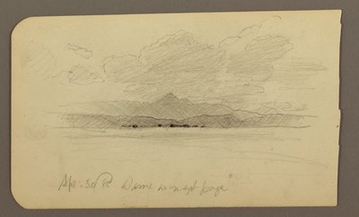 Tegning, bjerglandskab, Toluca; bagside: Bjerg, Toluca, 20. april 1885 af Frederic Edwin Church