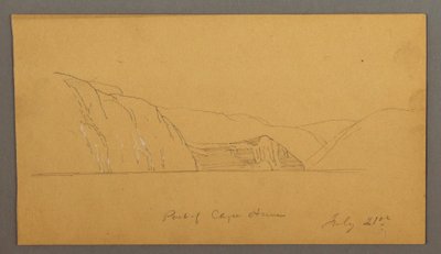 Tegning, bjergrig bugt, 21. juli 1859 af Frederic Edwin Church