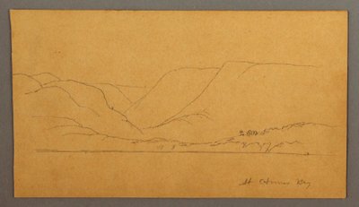Tegning, bjergrig bugt, muligvis 1859 af Frederic Edwin Church