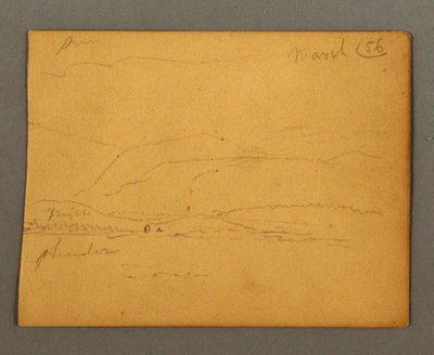 Tegning, Bjerge, marts 1856 af Frederic Edwin Church