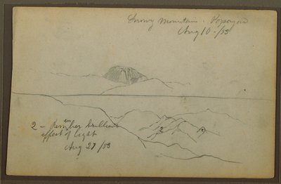 Tegning, Bjerge, Popayan, Colombia, august 1853 af Frederic Edwin Church