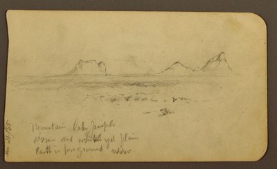 Tegning, Bjerge; Bagside: Foothills amp; Bjergkæde, 21. december 1885 af Frederic Edwin Church