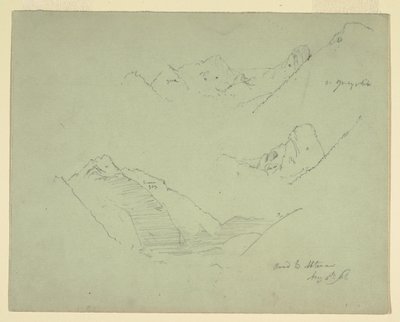 Tegning, bjerge nær Abtenau, Salzkammergut, 5. august 1868 af Frederic Edwin Church