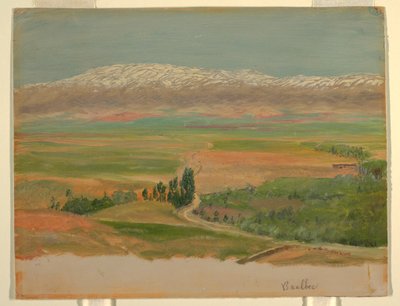 Tegning, bjerge nær Baalbec, maj 1868 af Frederic Edwin Church