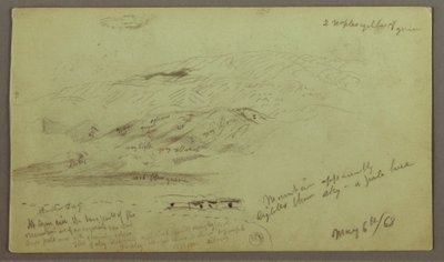 Tegning, studie af bjergside, 6. maj 1868 af Frederic Edwin Church