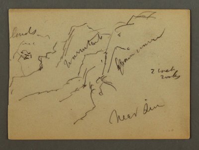 Tegning, bjergside, muligvis 1868 af Frederic Edwin Church