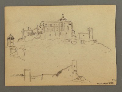 Tegning, bjergside, muligvis 1868 af Frederic Edwin Church