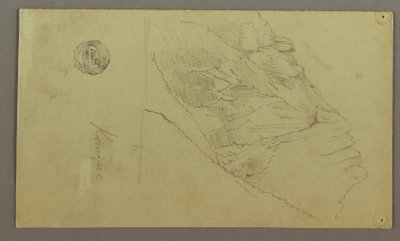 Tegning, bjergside, muligvis 1868 af Frederic Edwin Church
