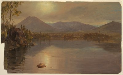 Tegning, bjergene Katahdin og Turner fra Lake Katahdin, Maine, 1855-60 af Frederic Edwin Church