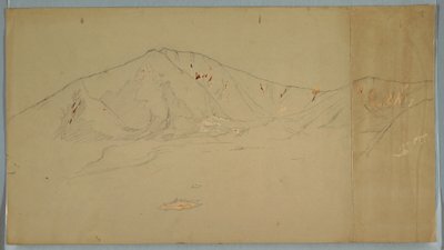 Tegning, Mt. Katahdin fra sydøst; bagside: Mt. Katadhin, 1876-78 af Frederic Edwin Church