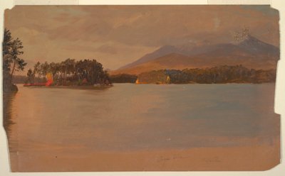 Tegning, Katahdin-bjerget fra Togue Pond, 1878 af Frederic Edwin Church