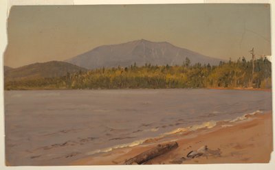 Tegning, Katahdin-bjerget fra Togue Pond, muligvis 1878 af Frederic Edwin Church