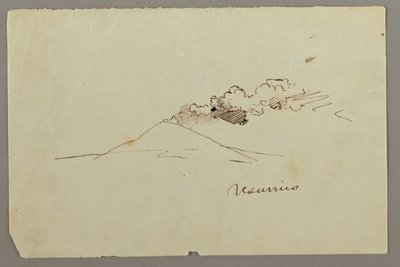 Tegning, Vesuv med røg, muligvis 1868-69 af Frederic Edwin Church