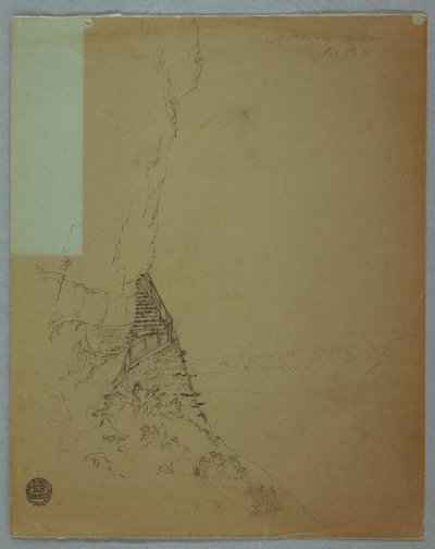 Tegning, Niagara Falls: "Lidt af en trappe ved Niagara", juli 1856 af Frederic Edwin Church