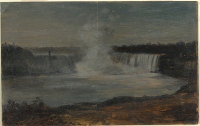 Tegning, Niagara Falls i aftenlys, september 1856 af Frederic Edwin Church