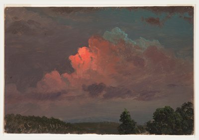Tegning, Natten falder på nær Olana, august 1872 af Frederic Edwin Church