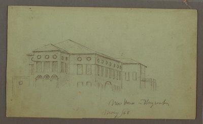 Tegning, gammelt hus, Beirut, 1868 af Frederic Edwin Church