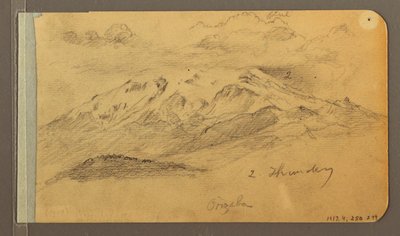 Tegning, Orizaba; Bagside: Skyet himmel, hustag, 1889 af Frederic Edwin Church