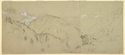 Tegning, Panoramaudsigt fra Bel Arp, 1868 af Frederic Edwin Church