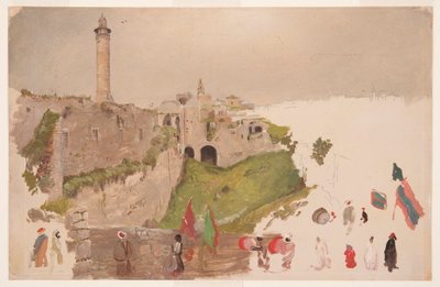 Tegning, Parade på vej ind i byen, Jaffa, begyndelsen af marts 1868 af Frederic Edwin Church