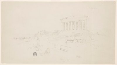 Tegning, Parthenon og Erectheion, Athen, april 1869 af Frederic Edwin Church