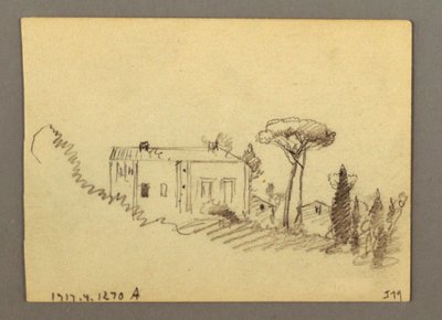 Tegning, Pilazzo over vand, muligvis 1868-69 af Frederic Edwin Church