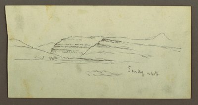 Tegning, Sletten og bjergkæden, muligvis 1868 af Frederic Edwin Church