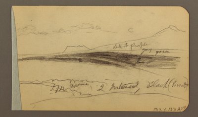Tegning, Slette, bakke, by; Bagside: Bjergkæde, 1889 af Frederic Edwin Church