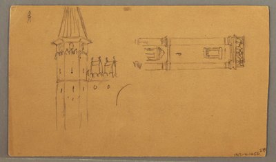Tegning, sletter, arkitektoniske studier, 4. juni 1868 af Frederic Edwin Church