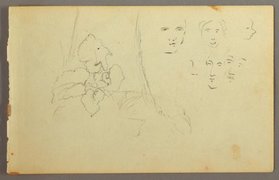 Tegning, Plantestudie, ansigter, muligvis 1844 af Frederic Edwin Church