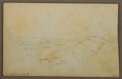 Tegning, Popayan, Colombia; bagside: Bjerglandskab, Colombia, 9. august 1853 af Frederic Edwin Church