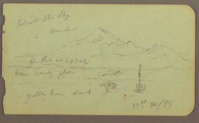 Tegning, Popocatapel; bagside: Frise på Texcoco Hotel, 18. december 1883 af Frederic Edwin Church