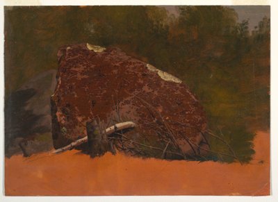 Tegning, muligvis Mt. Desert, Island, sten, ca. 1845 af Frederic Edwin Church