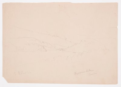 Tegning, Ripogenus-søen, ca. 1855 af Frederic Edwin Church