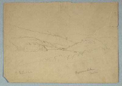 Tegning, Ripogenus-søen, ca. 1855 af Frederic Edwin Church