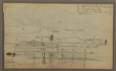 Tegning, flodlandskab, 1857 af Frederic Edwin Church