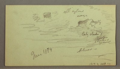 Tegning, Flod gennem bjerg, muligvis 1874 af Frederic Edwin Church