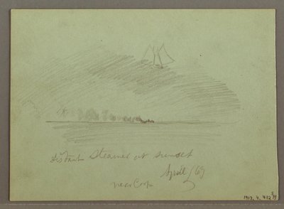 Tegning, Klipper foran kystlinjen, Klipper ved kystlinjen, april 1869 af Frederic Edwin Church