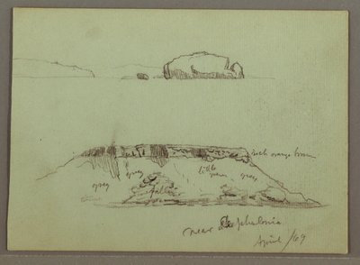 Tegning, Klipper foran kystlinjen, Klipper ved kystlinjen, april 1869 af Frederic Edwin Church