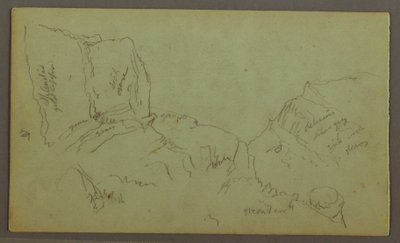 Tegning, Rocky Mountaintops, muligvis 1868 af Frederic Edwin Church