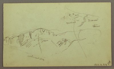 Tegning, Rocky Mountaintops, muligvis 1868 af Frederic Edwin Church