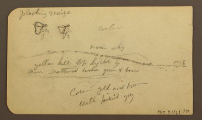 Tegning, Forrevne bjerge på tværs af en slette; bagside: Figurer, landskab, 12. december 1884 af Frederic Edwin Church