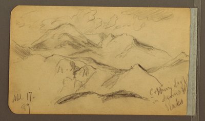 Tegning, barske bjerge, 17. april 1889 af Frederic Edwin Church