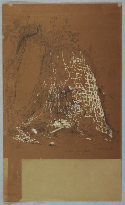 Tegning, ødelagt gammel vindmølle, Jamaica, juli 1865 af Frederic Edwin Church