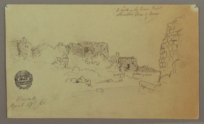 Tegning, ruiner, 27. april 1868 af Frederic Edwin Church